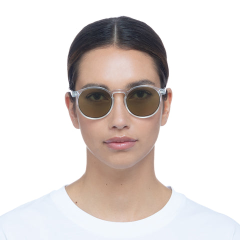 Le Specs Teen Spirit Deux Clear Uni-Sex Round Sunglasses | Eyewear Index