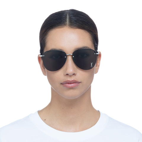 Saint Laurent Sl328km Silver Uni-Sex Aviator Sunglasses | Eyewear Index