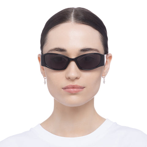 Le Specs Barrier Black Uni-Sex Wrap Sunglasses | Eyewear Index