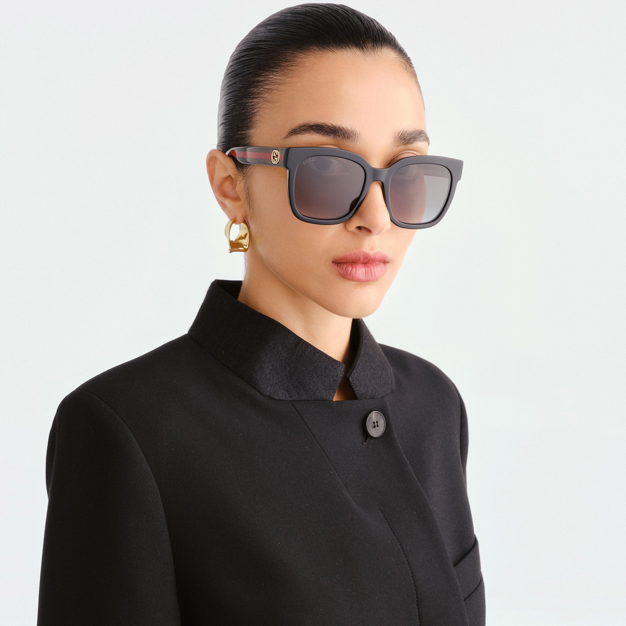 Gucci Gg0034sn Black Female Rectangle Sunglasses | Eyewear Index