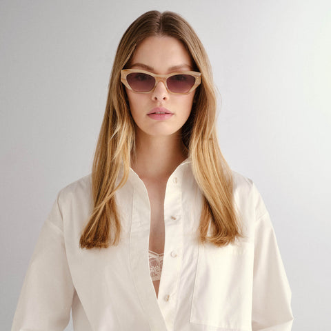 Luv Lou The Sydney Oat Female Cat-Eye Sunglasses | Eyewear Index