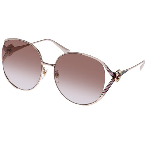 Gucci Gg0225s Gold Female Round Sunglasses | Eyewear Index