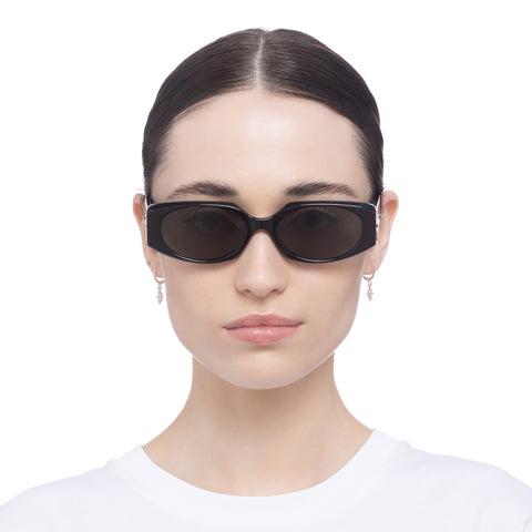 Le Specs Persona Black Uni-Sex Oval Sunglasses | Eyewear Index