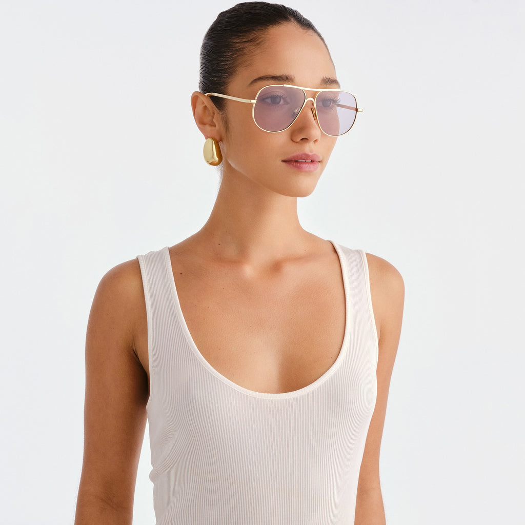 Luv Lou The Carter Gold Female Aviator Sunglasses | Eyewear Index