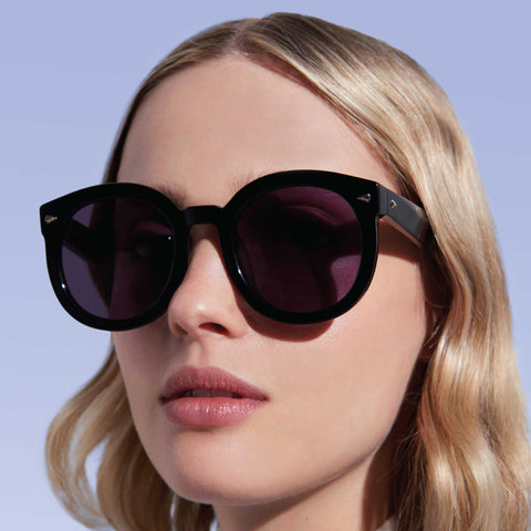 Karen Walker Super Duper Strength 22 Black 2231313 Uni-Sex Round Sunglasses | Eyewear Index