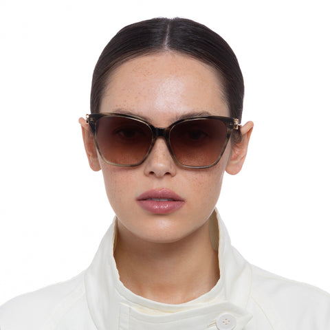 Oroton Vaeda Khaki Grad Haze Female Cat-Eye Sunglasses | Eyewear Index