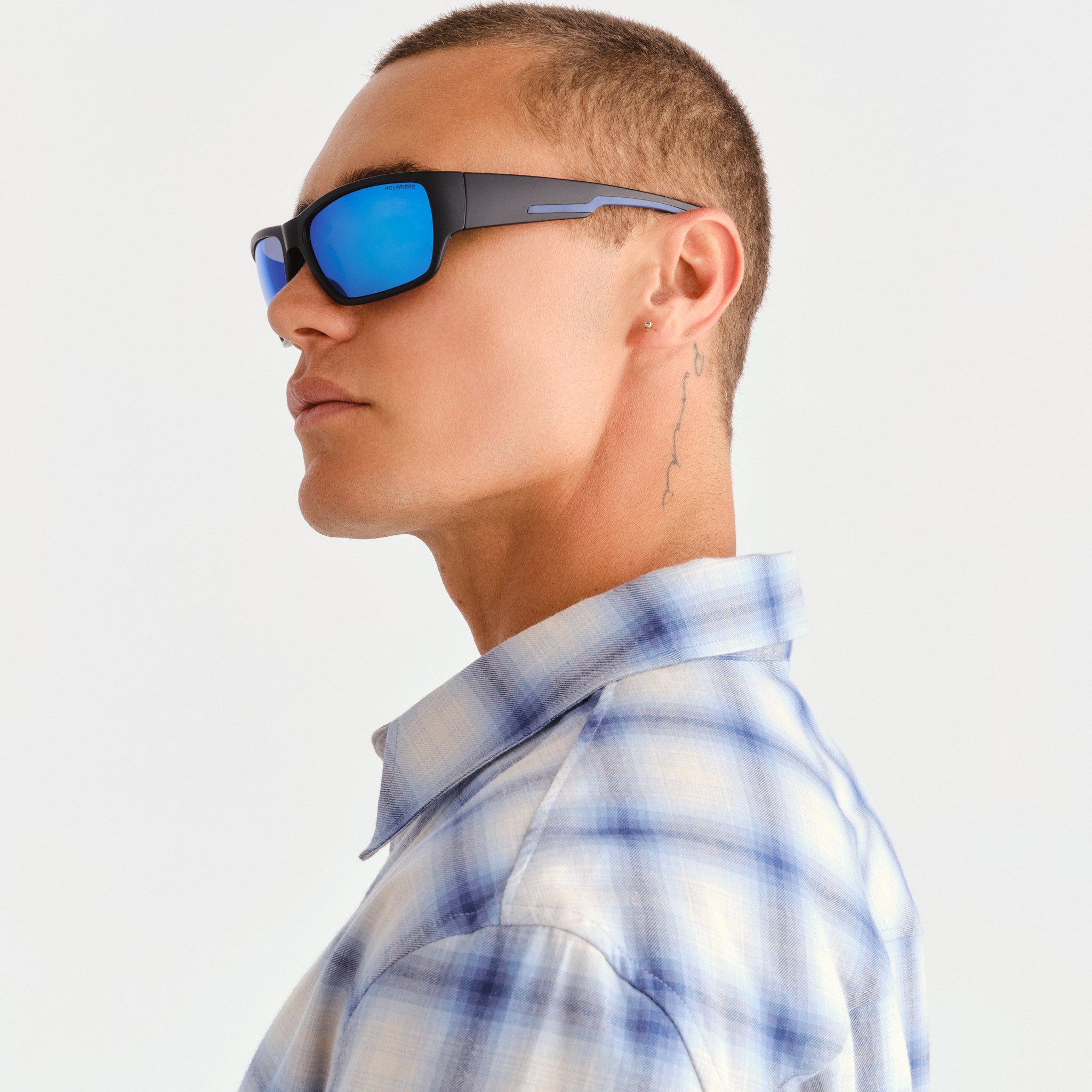 Cancer Council Merimbula Matte Black Dark Blue Male Wrap Sunglasses | Eyewear Index