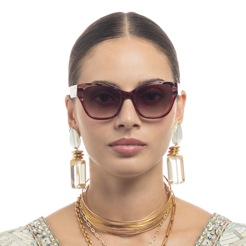 Camilla The Countess Pink Glitter Snake Female D-Frame Sunglasses | Eyewear Index