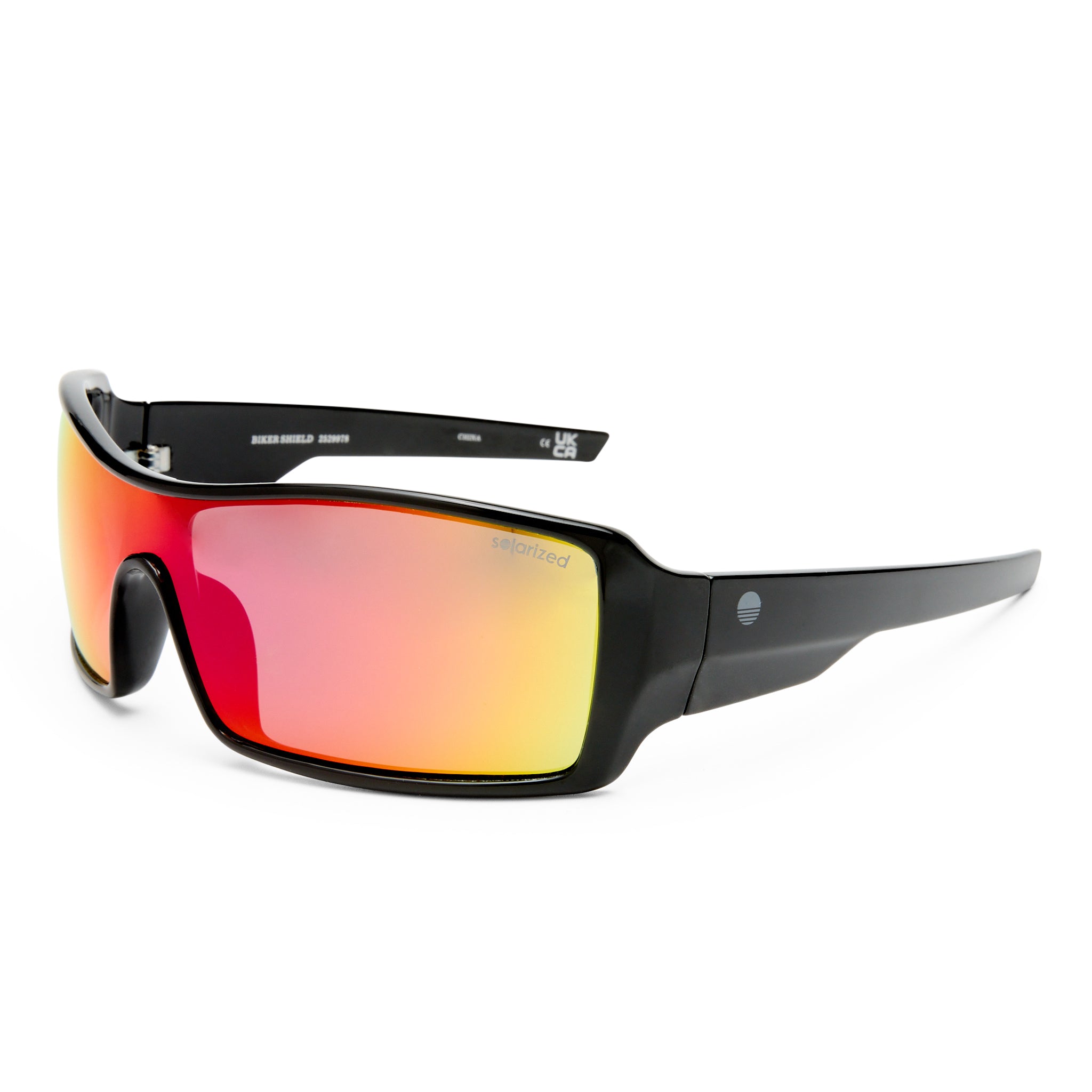 Men's Impact-Resistant Glass Lens Sunglasses - Rectangular Biker Shades In Black With UV400 Protection