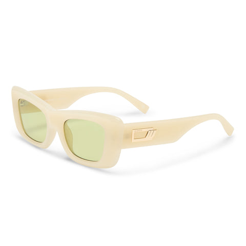 Le Specs Dopamine Milky Almond Uni-Sex Rectangle Sunglasses | Eyewear Index