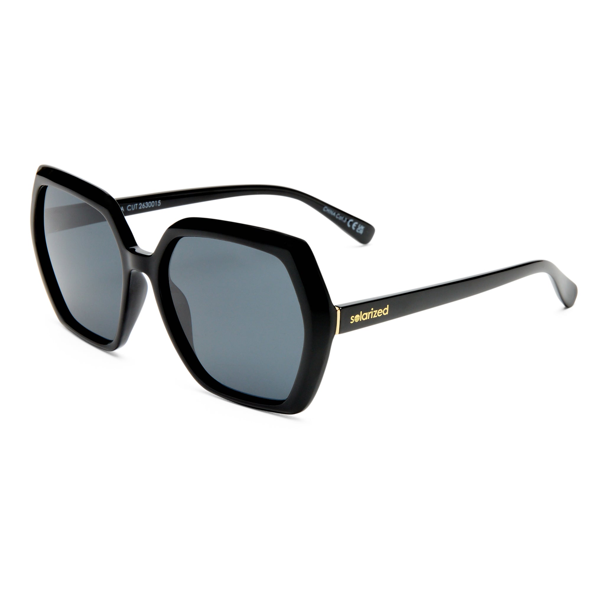 Solarized Hexa Cut Black Female Octagon Sunglasses | Eyewear Index