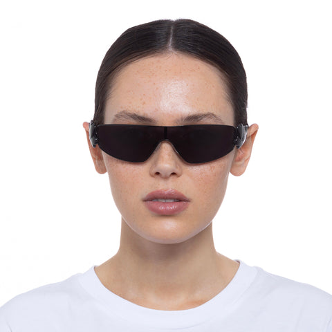 Le Specs Temptress Black Uni-Sex Shield Sunglasses | Eyewear Index