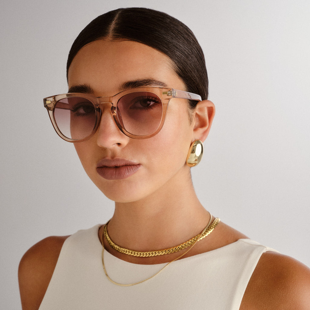 Aire Evolution Chalk Female Round Sunglasses | Eyewear Index