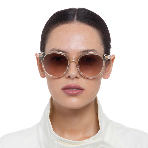 Oroton Helena Shell Cookie Tort Female Round Sunglasses | Eyewear Index