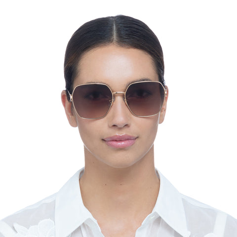 Oroton Elm Gold Tort Female Square Sunglasses | Eyewear Index