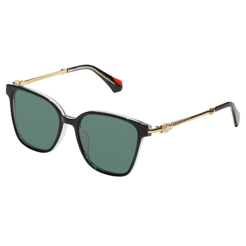 Camilla Night Shows Bottle Green Leopard Female D-Frame Sunglasses | Eyewear Index