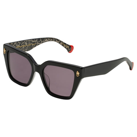 Camilla Bottomless Brunch Black Glitter Leopard Female D-Frame Sunglasses | Eyewear Index