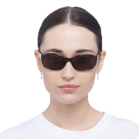 Cancer Council Bensville Petite Dark Tort Female Wrap Sunglasses | Eyewear Index