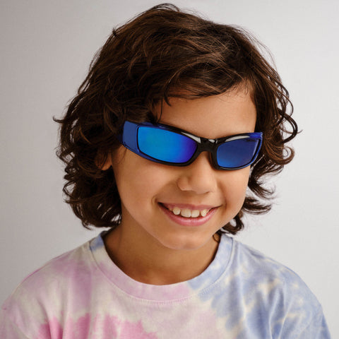 Cancer Council Shark Kids Cobalt Black Grad Male Wrap Sunglasses | Eyewear Index