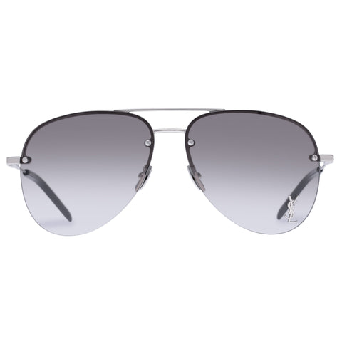 Saint Laurent Classic11m Silver Uni-Sex Aviator Sunglasses | Eyewear Index