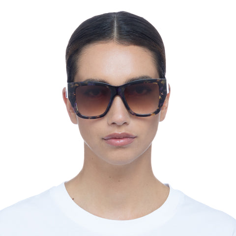 Aire Pallas Navy Galaxy Tort Female Cat-Eye Sunglasses | Eyewear Index