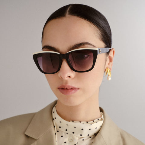 Oroton Seraphina Black Ivory Female D-Frame Sunglasses | Eyewear Index