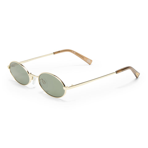 Le Specs Love Train Bright Gold Uni-Sex Oval Sunglasses | Eyewear Index