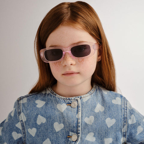 Cancer Council Budgie Kids Neon Pink Uni-Sex Rectangle Sunglasses | Eyewear Index