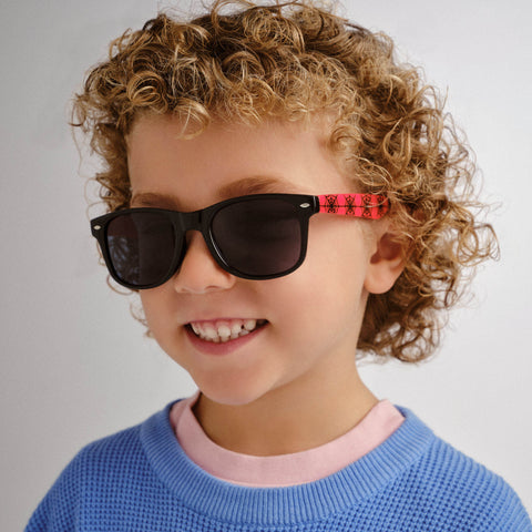 Solarized Kids Rewind D-Frame Black Red Male D-Frame Sunglasses | Eyewear Index