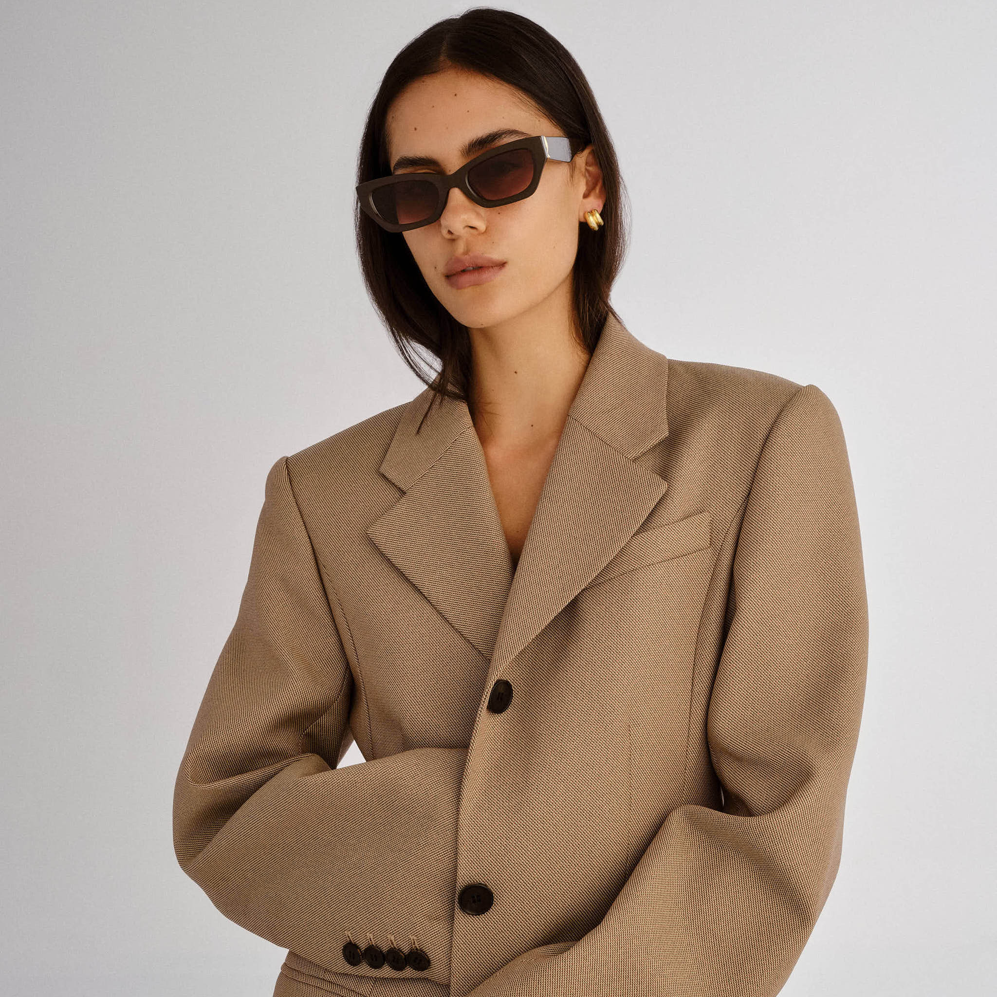 Luv Lou The Sutton Dark Chocolate Female Cat-Eye Sunglasses | Eyewear Index