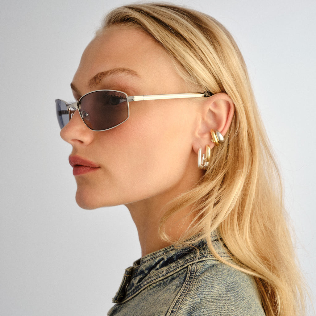 Le Specs Star Beam Silver Uni-Sex Wrap Sunglasses | Eyewear Index