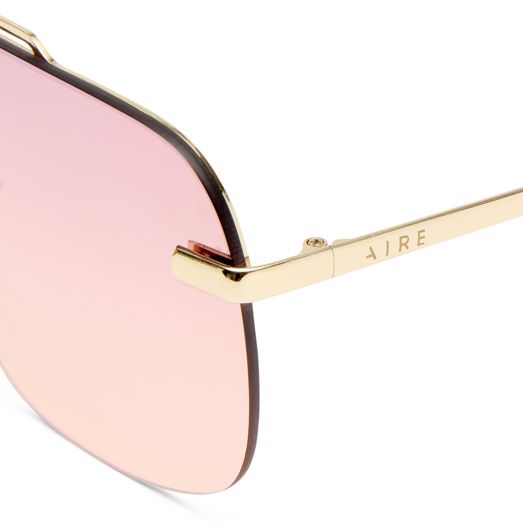 Aire Venatici Gold Female Aviator Sunglasses | Eyewear Index