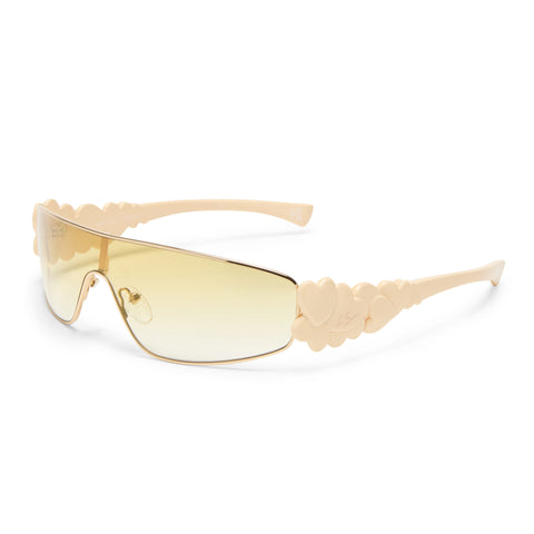 Le Specs Temptress Bright Gold Uni-Sex Shield Sunglasses | Eyewear Index