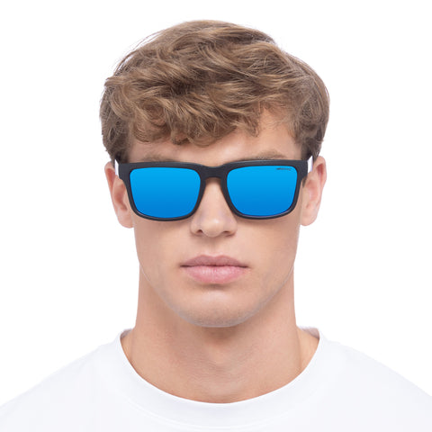 Solarized Square Brow Matte Black Male D-Frame Sunglasses | Eyewear Index