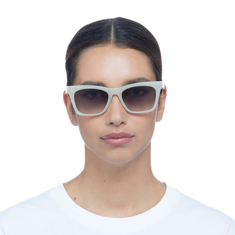 Le Specs Chante Ivory Female D-Frame Sunglasses | Eyewear Index