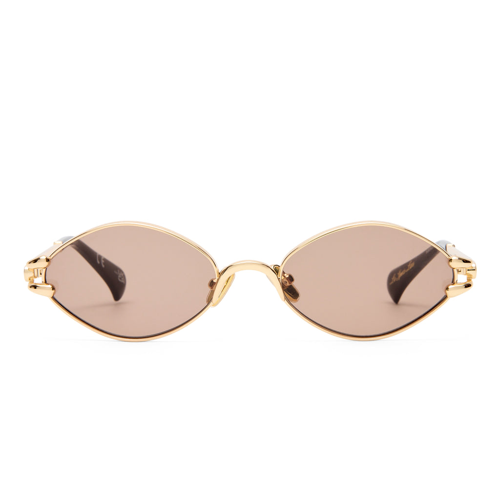 Le Specs Numero Quince Gold Female Oval Sunglasses | Eyewear Index