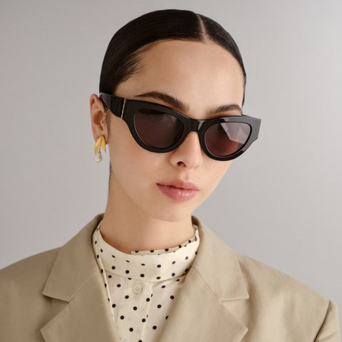 Oroton Penelope Black Female Cat-Eye Sunglasses | Eyewear Index