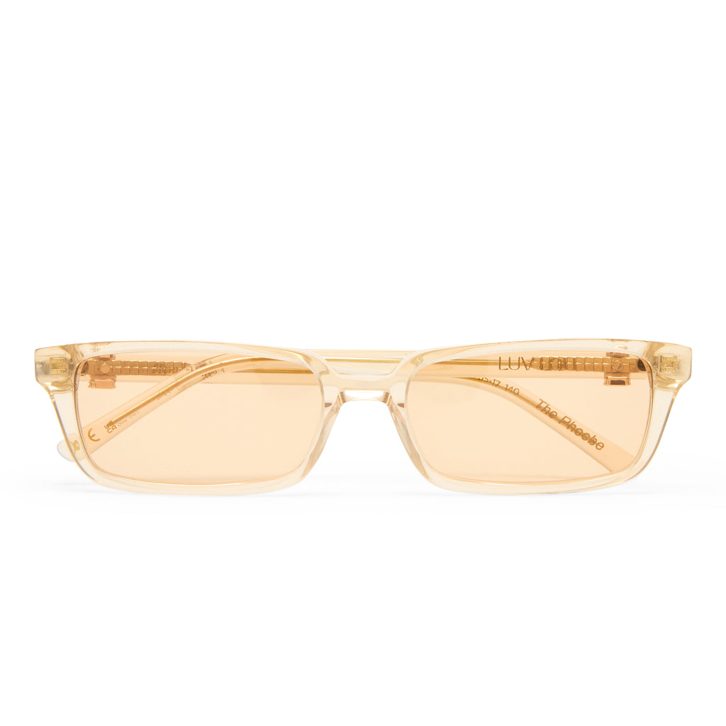 Luv Lou The Phoebe Luxe Peach Nude Female Rectangle Sunglasses | Eyewear Index