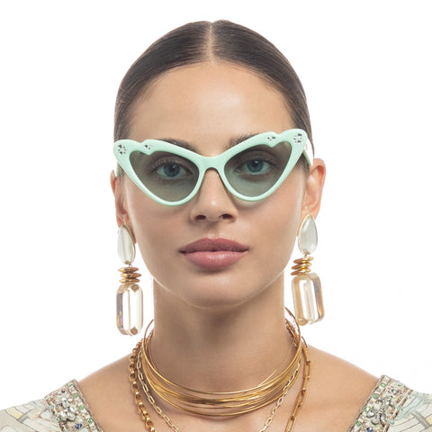 Camilla Flutterby Mint Green Female Cat-Eye Sunglasses | Eyewear Index