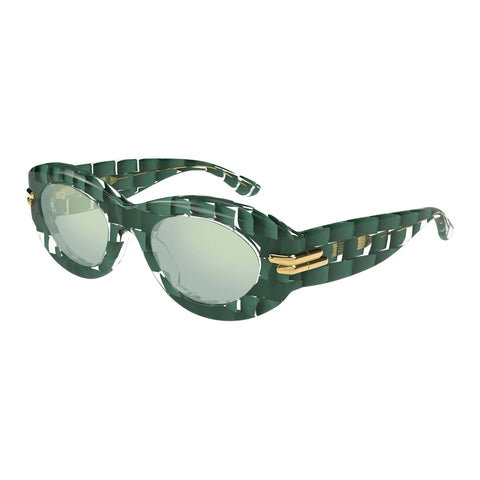 Bottega Veneta Bv1322s Green Female Round Sunglasses | Eyewear Index