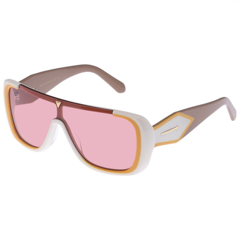 Karen Walker Hexed Ivory Female Shield Sunglasses | Eyewear Index