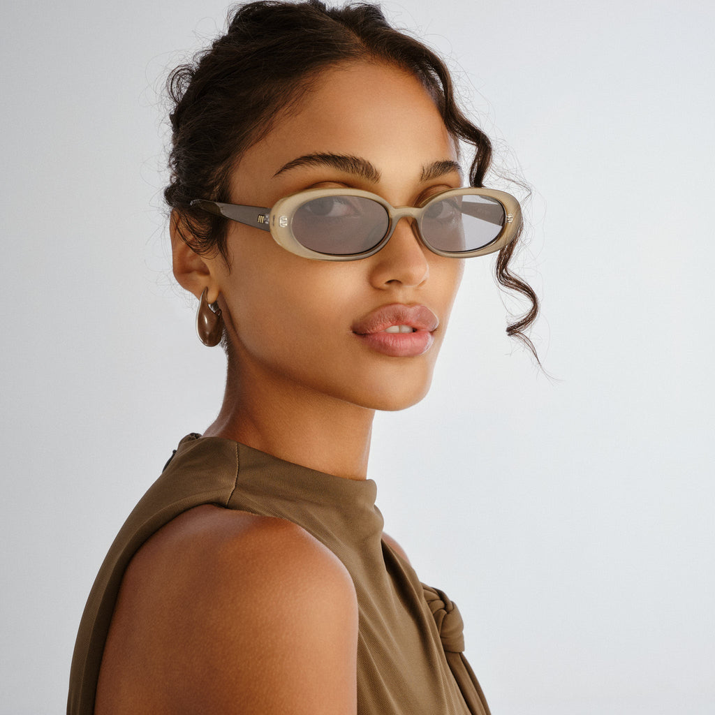 Le Specs Outta Love + Olive Pearl Female Oval Sunglasses | Eyewear Index
