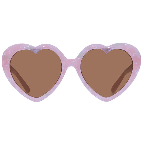 Solarized Kids Heart Pink Marble Female Novelty Sunglasses | Eyewear Index