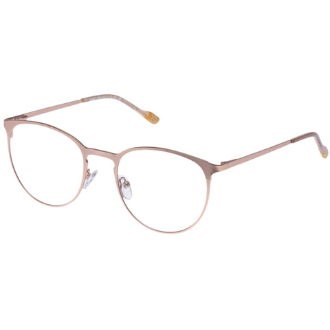 Le Specs Disko Satin Rose Gold Female Round Optical Frames | Eyewear Index