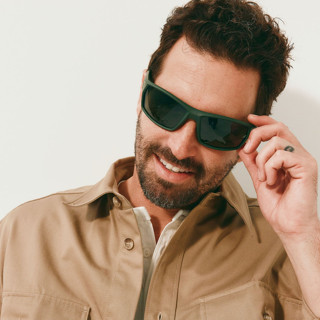 Cancer Council Cronulla Khaki Rubber Male Wrap Sunglasses | Eyewear Index