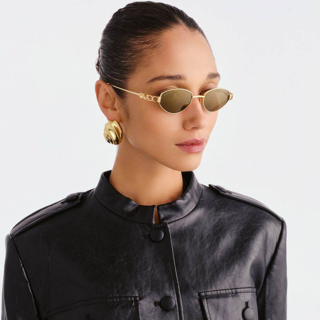 Gucci Gg1935s Gold Female Oval Sunglasses | Eyewear Index