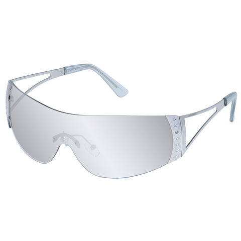 Aire Saturn Silver Crystal Clear Female Wrap Sunglasses | Eyewear Index