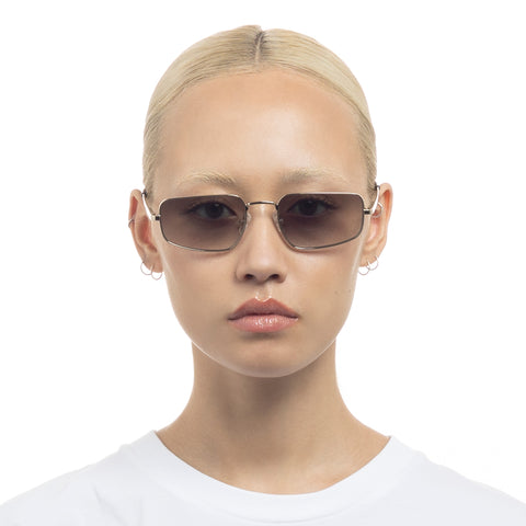 Le Specs Metagalactic Gold Uni-Sex Rectangle Sunglasses | Eyewear Index