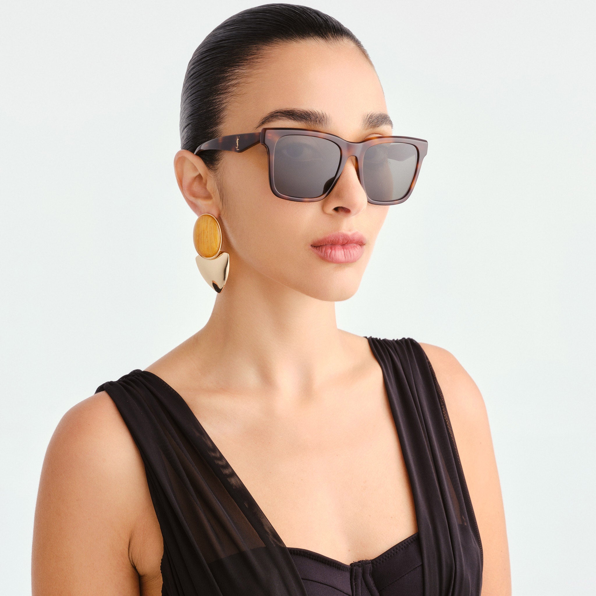 Saint Laurent Slm170 Havana Female Rectangle Sunglasses | Eyewear Index