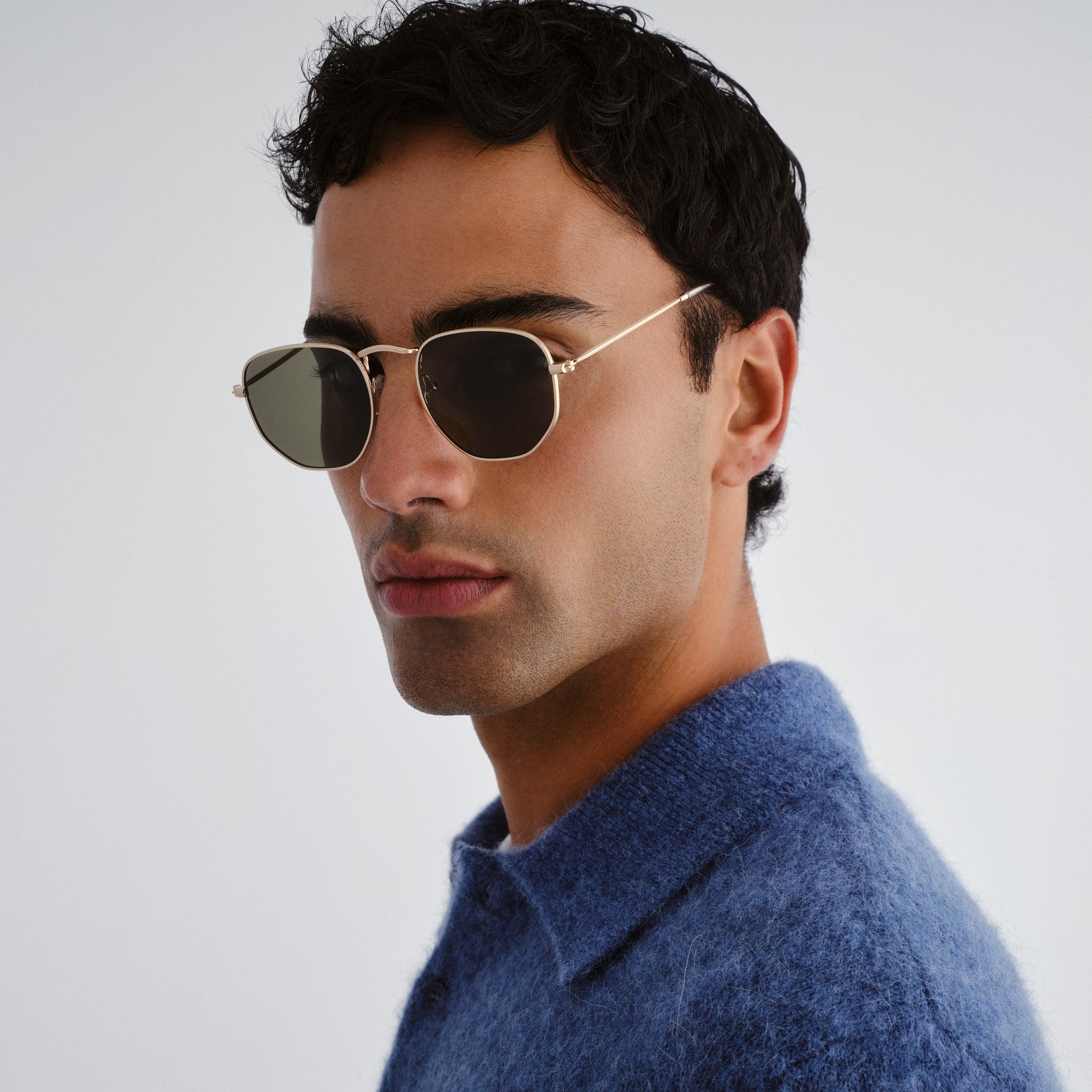 Solarized Hex Metal Gold Uni-Sex Square Sunglasses | Eyewear Index